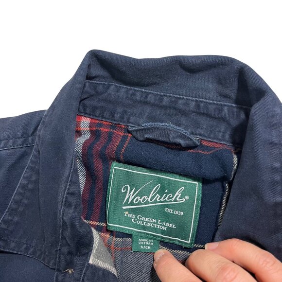 Woolrich men's flannel shirt jacket S blue soft flannel lined button front - Picture 3 of 11